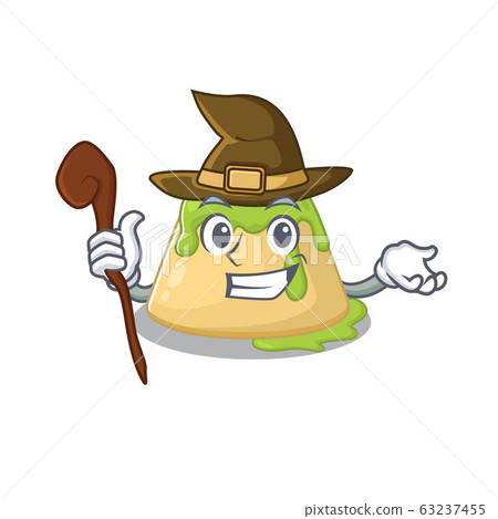 Cute and sneaky Witch pudding green tea cartoon design style Cute and sneaky Witch pudding green tea cartoon design style 63237455