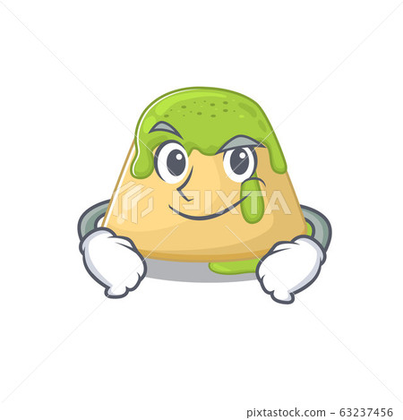 Funny pudding green tea mascot character showing confident gesture Funny pudding green tea mascot character showing confident gesture 63237456