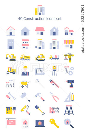 Flat icon set-construction 63237601