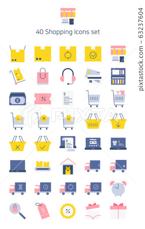Flat Icon Set-Shopping 63237604