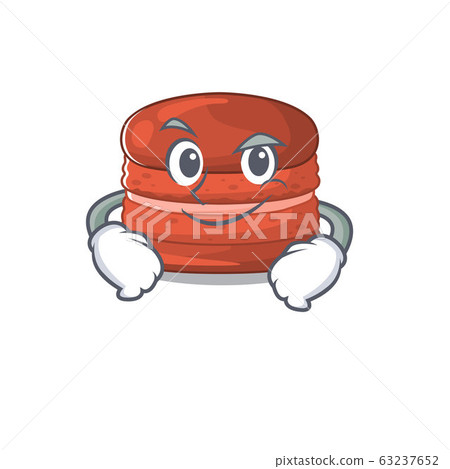Funny cherry macaron mascot character showing confident gesture Funny cherry macaron mascot character showing confident gesture 63237652