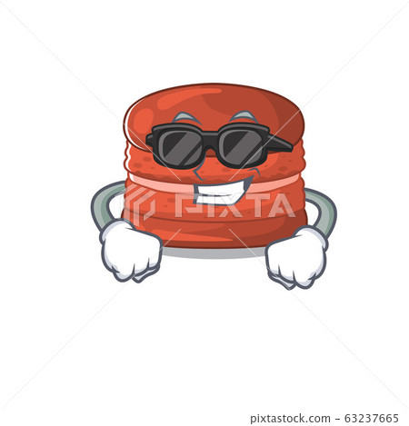 Super cool cherry macaron mascot character wearing black glasses Super cool cherry macaron mascot character wearing black glasses 63237665