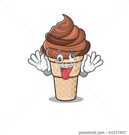 A picture of crazy face chocolate ice cream mascot design style A picture of crazy face chocolate ice cream mascot design style 63237807