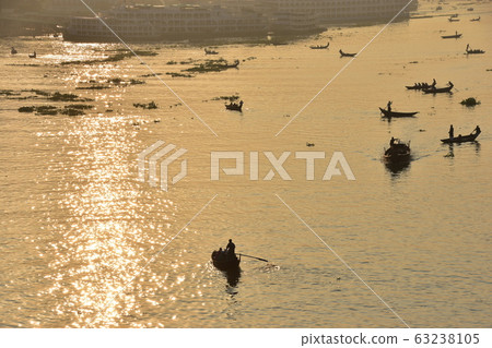 Dhaka, Bangladesh: A ferry that travels along the beautiful Asahi and Brigonga rivers. 63238105