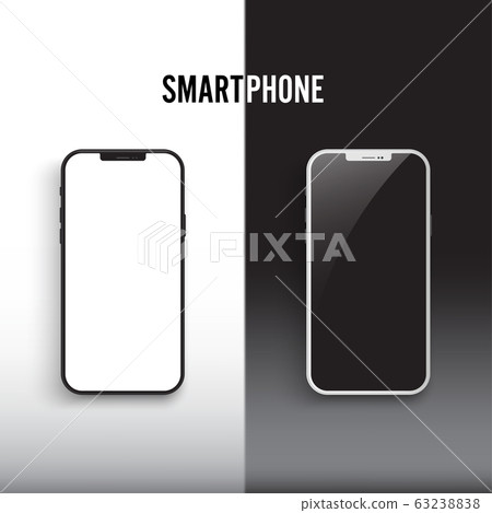 Black and white smartphone mockup with screen isolated on white and black Black and white smartphone mockup with screen isolated on white and black 63238838