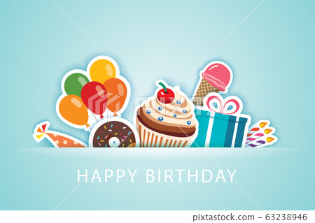 Happy birthday party greeting cards and banner Happy birthday party greeting cards and banner 63238946