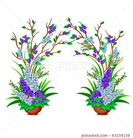 Decorative potted flowering plants isolated on white background. Vector cartoon close-up illustration. Decorative potted flowering plants isolated on white background. Vector cartoon close-up illustration. 63239139