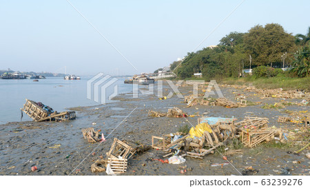 Ganges Water Pollution Polluted holy Ganga with human waste, industrial leftovers, domestic sewage Ganges Water Pollution Polluted holy Ganga with human waste, industrial leftovers, domestic sewage 63239276