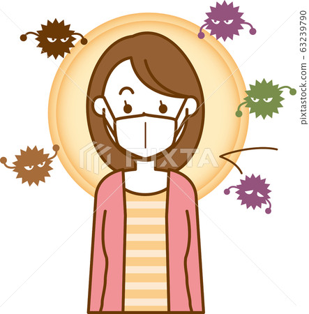 Image illustration of a woman wearing a cold prevention mask 63239790