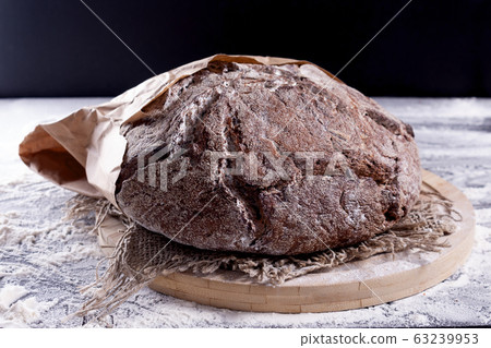 Fresh bland low carb homemade rye bread. 63239953