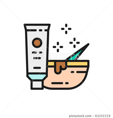Hair dye, bowl with tube flat color line icon. - Stock Illustration  [63241519] - PIXTA