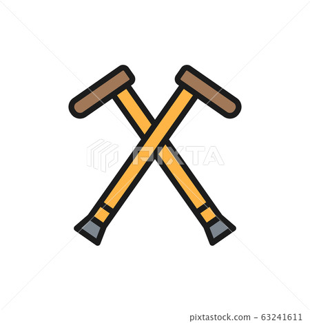 Crutches, walking sticks, crutch flat color line icon. Crutches, walking sticks, crutch flat color line icon. 63241611