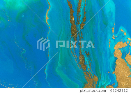 Marbled blue abstract wave background in ocean style. 63242512