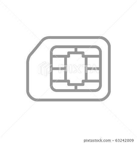Sim card line icon. EMV chip, mobile slot symbol - Stock Illustration ...