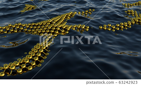 Ecological science abstract background with absorbent grid on the sea or ocean surface to clean the pollution. 3D illustration 63242923