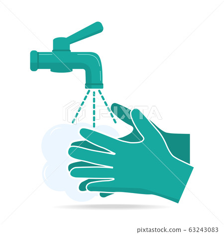 Washing hand and bubble foam icon, hygiene icon 63243083