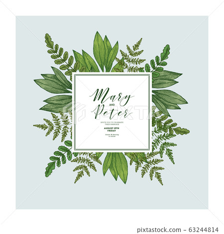 Wild leaves wedding invitation 63244814