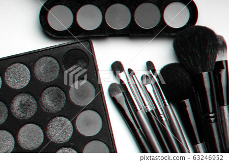 set of professional makeup brushes and a palette set of professional makeup brushes and a palette 63246952