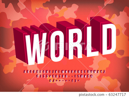 Modern Bold 3d Red Font for Headline Poster Title, 3 Dimension Alphabet Letters 63247717