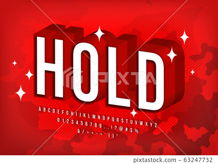 Modern Strong Font, 3d Red Alphabet Typeface Effect, Simple and Cool Poster Title 63247732