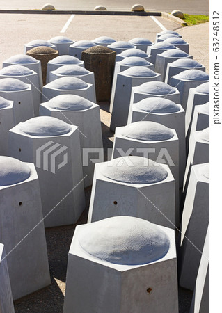 Group of the concrete traffic limiters Group of the concrete traffic limiters 63248512