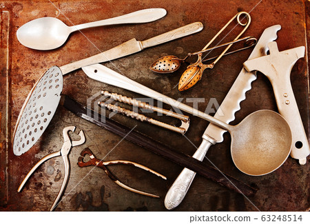 Retro kitchen utensils on the iron sheet Retro kitchen utensils on the iron sheet 63248514