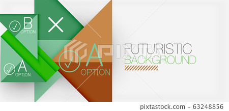 Abstract background, geometric business multicolored paper infographic - triangle frames for text, icons or graphics on light background with copyspace. Vector Illustration For Wallpaper, Banner 63248856