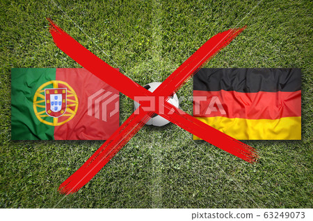 Canceled soccer game, Portugal vs. Germany flags 63249073