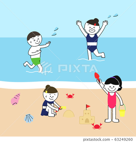 Sea and children illustration set Sea and children illustration set 63249260