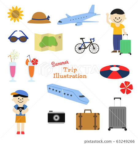 Summer, travel illustration set, boy 63249266