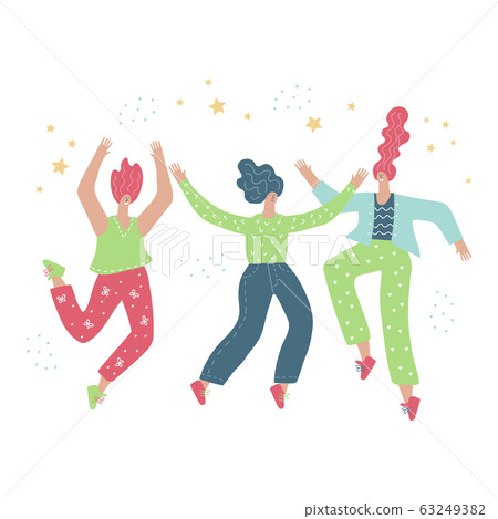 girls in costumes dance at the party vector illustration girls in costumes dance at the party vector illustration 63249382