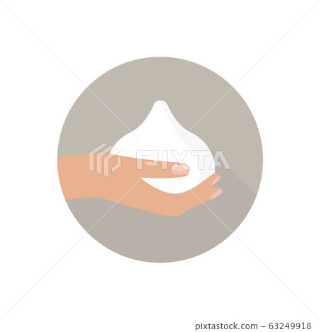 皮膚護理，洗手皂，洗手圖像材料：女性手和蓬鬆的奶油泡沫 63249918