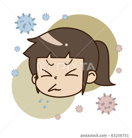 打噴嚏的女孩和房子的灰塵 63250731