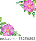 Watercolor square frame with rose hips. 63250892