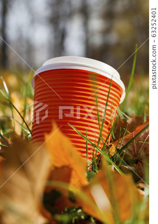 yellow foliage and Cup for tea 63252401