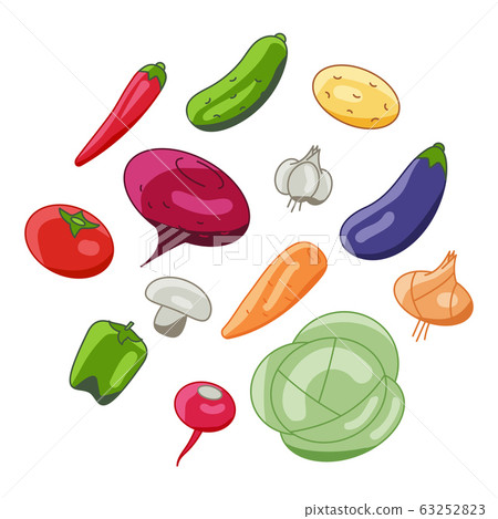 Vegetarian menu made of vegetables radish, 63252823