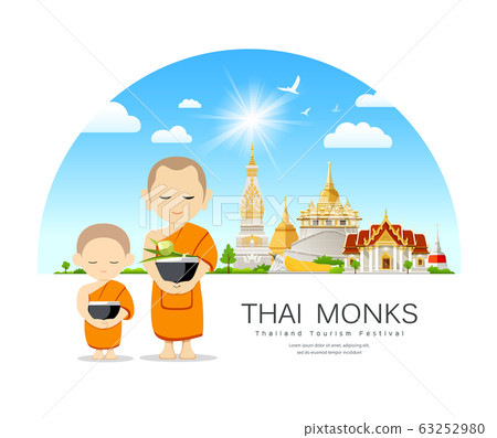Thai Monks bowl and thai novice, of Buddhism tha Thai Monks bowl and thai novice, of Buddhism tha 63252980