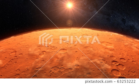 Mars planet sunset sunrise in the space 3d illustration 63253222