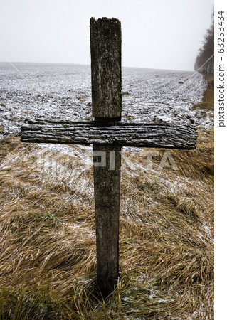 old wooden Catholic cross old wooden Catholic cross 63253434