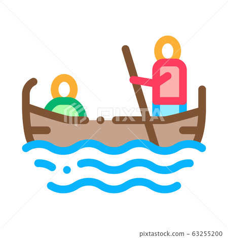 Gondola Boat Icon Vector Outline Illustration 63255200