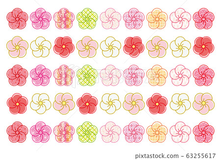 Stamp style plum blossom japanese pattern line background material postcard 63255617