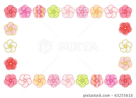Stamp style plum blossom japanese pattern line background material postcard Stamp style plum blossom japanese pattern line background material postcard 63255618