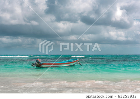 The boat in the Caribbean Sea on a sunny day. 63255932