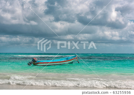 The boat in the Caribbean Sea on a sunny day. The boat in the Caribbean Sea on a sunny day. 63255936