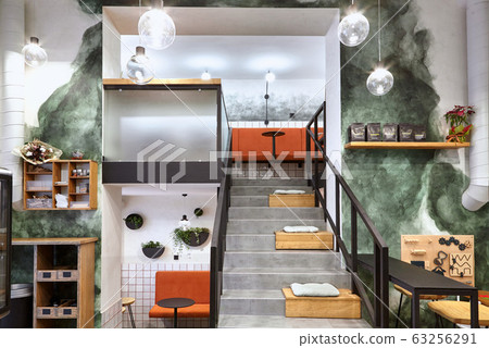 Stylish. Modern interior of cafe.Authentic style 63256291