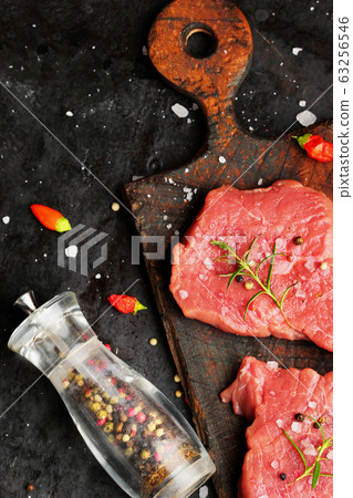 Fresh Raw Beef steak Mignon, with salt, Fresh Raw Beef steak Mignon, with salt, 63256546