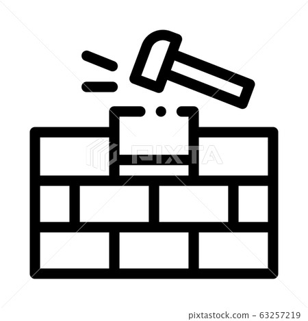 Installing Brick Icon Vector Outline Illustration 63257219
