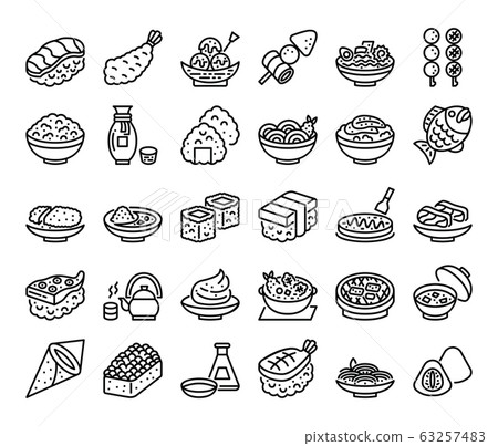 japanese food outline vector icons japanese food outline vector icons 63257483