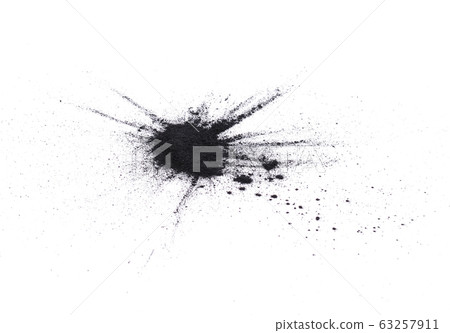 charcoal powder top view isolated on white background , black dust texture. 63257911