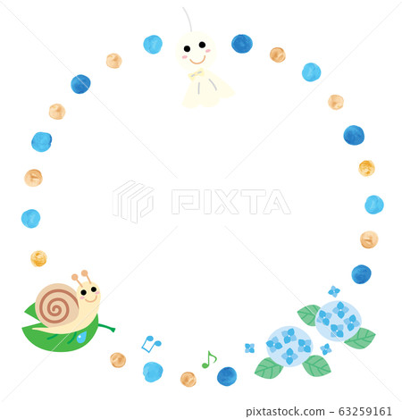 繡球,繡球和毛毛蟲的圓形框架 繡球,繡球和毛毛蟲的圓形框架 63259161